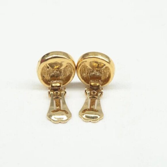 100% Authentic DIOR Pendientes Gold&Black Metal Clip-On Earrings 302-092924 - Picture 3 of 8